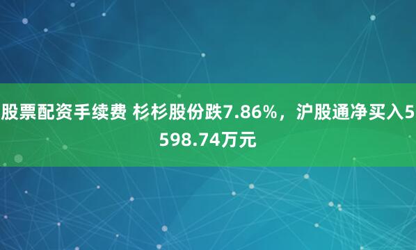 股票配资手续费 杉杉股份跌7.86%，沪股通净买入5598.74万元