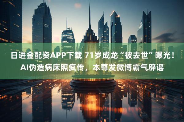 日进金配资APP下载 71岁成龙“被去世”曝光！AI伪造病床照疯传，本尊发微博霸气辟谣