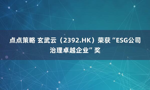 点点策略 玄武云（2392.HK）荣获“ESG公司治理卓越企业”奖