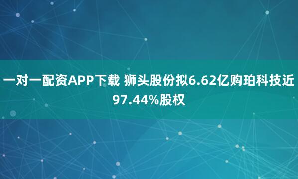 一对一配资APP下载 狮头股份拟6.62亿购珀科技近97.44%股权